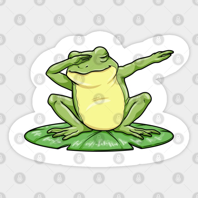 Funny frog at dabbing Sticker by Markus Schnabel